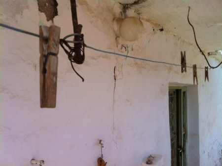 Clothesline used to hang up a sheet to cover my Yiayia Maria's modesty from the ever present gaze of curious neighbours.