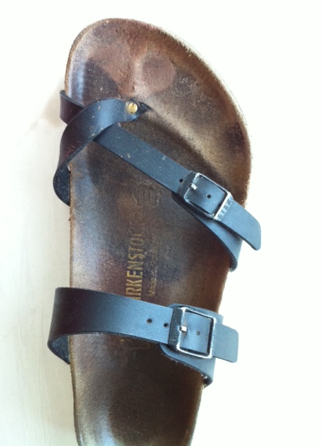 Méga, the owner of Le Marlin Blue cafe on the beach fixed my shoe.  It warmed my frozen black heart to its very cockles.  