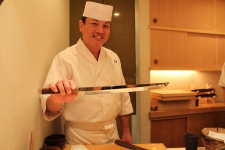 Masterchef Yoshitake brandishing his impressive steel!