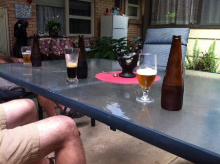 Alan's amazing home brew.  His secret?  Patience.  He allows it to ferment in the bottle for 2-3 months, resulting in a clean, complex taste.  YUM!