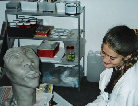 A young Karien hard at work in her studio.