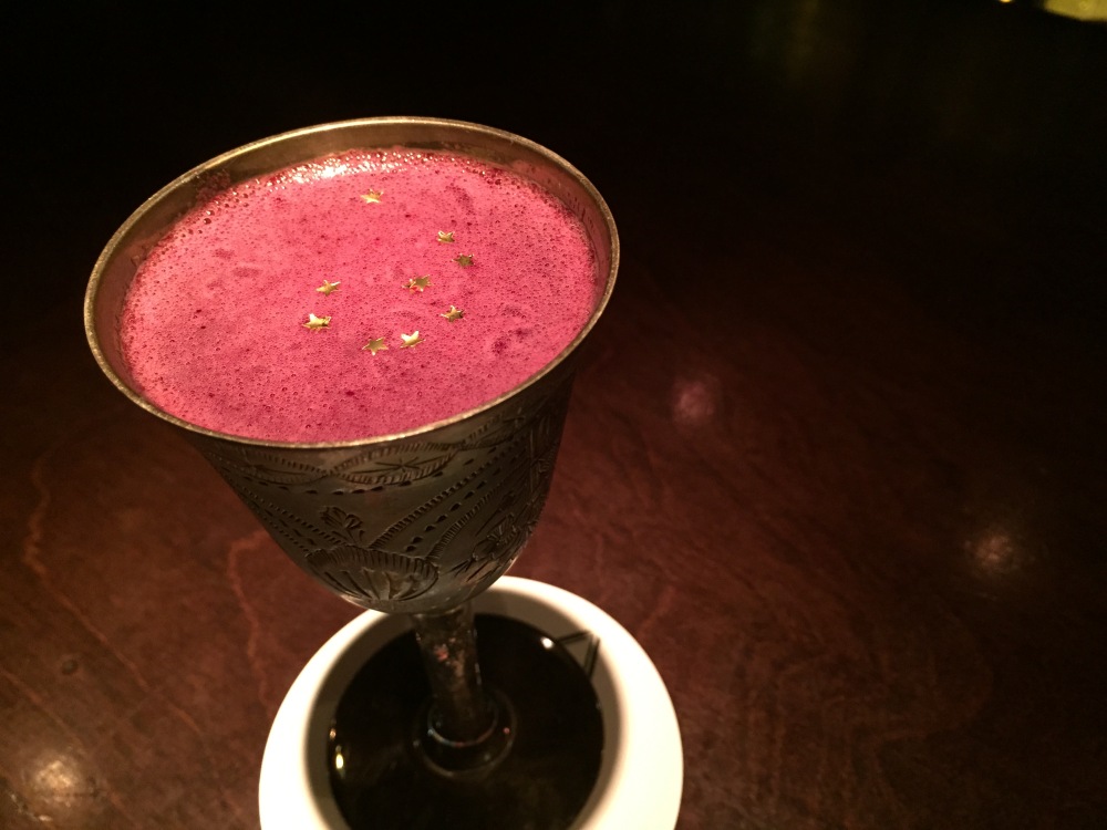 David had this beetroot based cocktail in a pewter mug sprinkled with gold leaf stars.  AMAZE!!!!!
